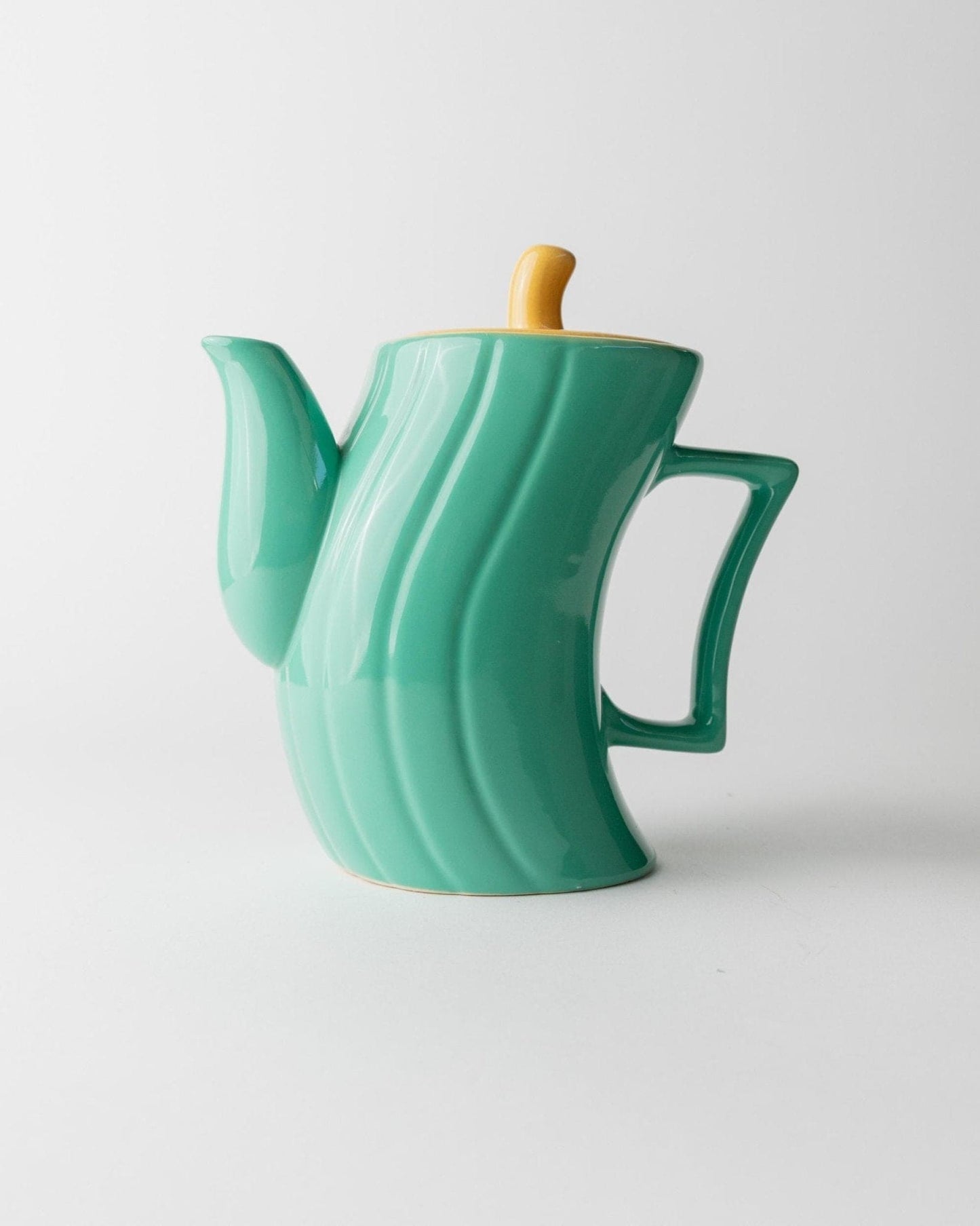 Vintage teapot by M. Iosa Ghini for Naj Oleari turquoise yellow lid Memphis 1980s