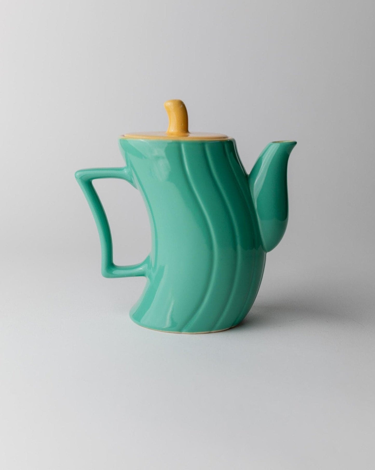 Vintage teapot by M. Iosa Ghini for Naj Oleari turquoise yellow lid Memphis 1980s