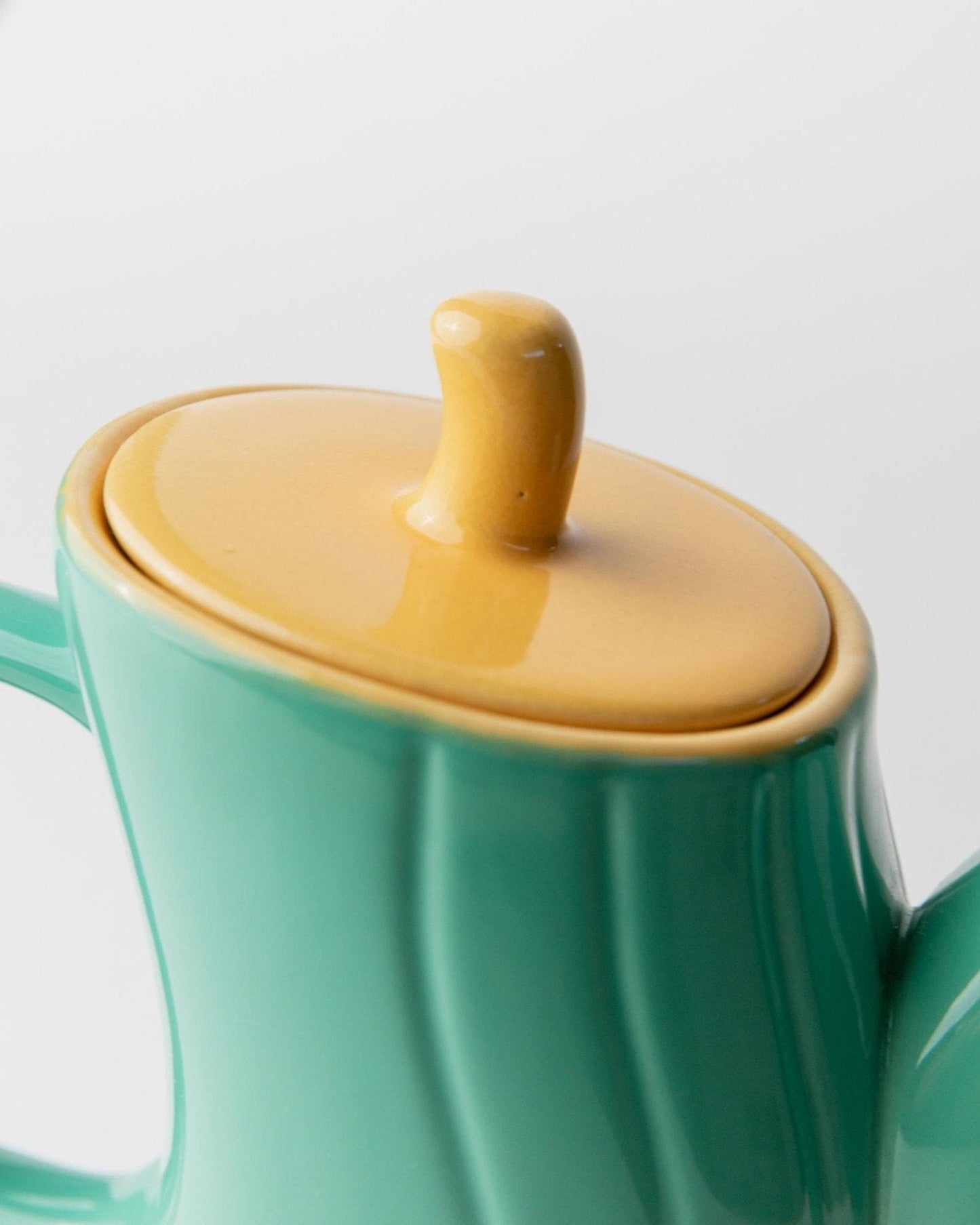 Vintage teapot by M. Iosa Ghini for Naj Oleari turquoise yellow lid Memphis 1980s