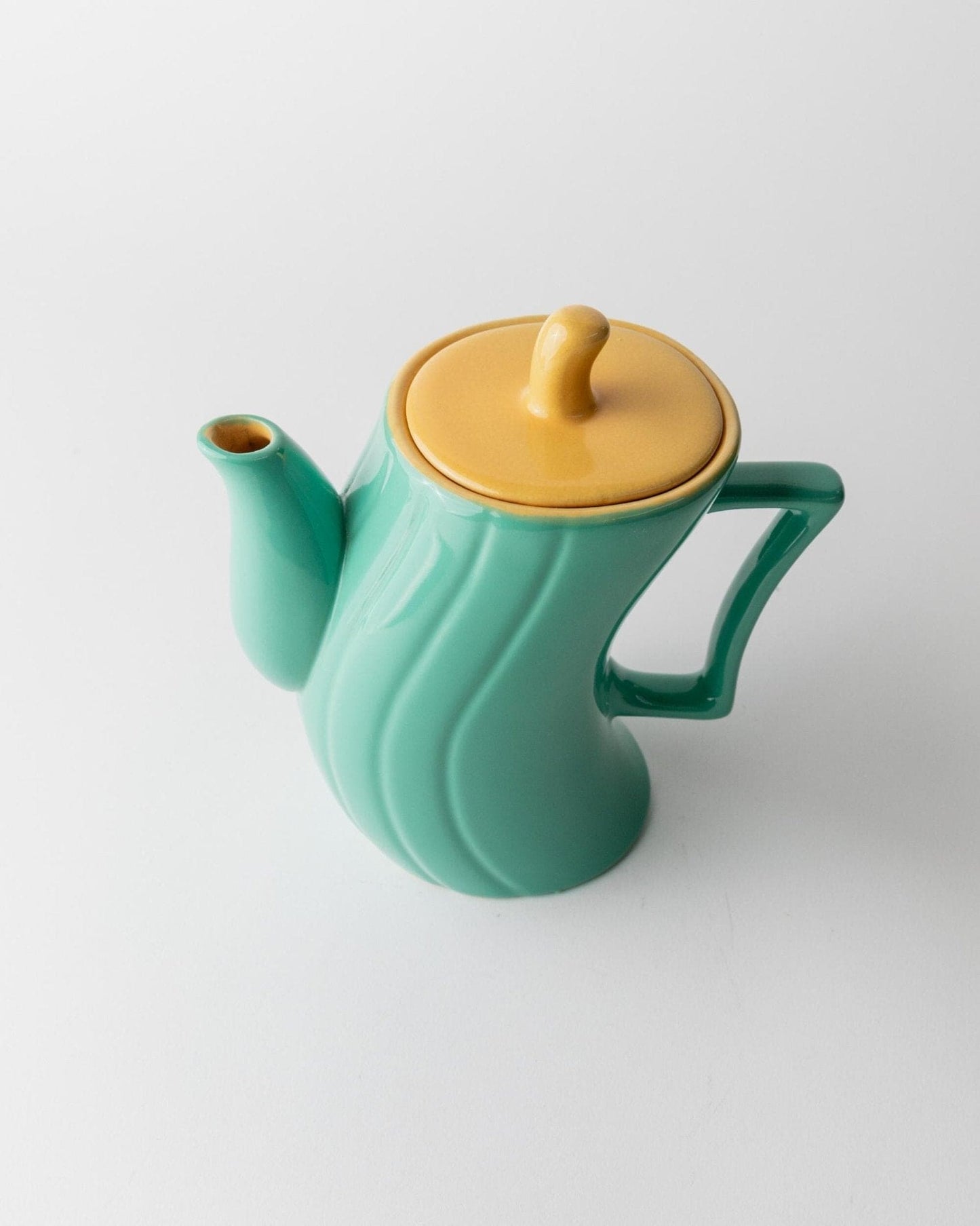 Vintage teapot by M. Iosa Ghini for Naj Oleari turquoise yellow lid Memphis 1980s