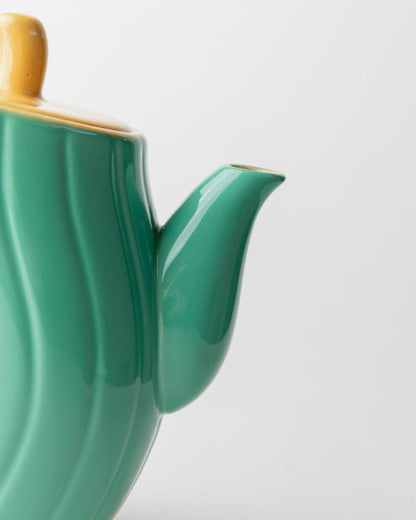 Vintage teapot by M. Iosa Ghini for Naj Oleari turquoise yellow lid Memphis 1980s