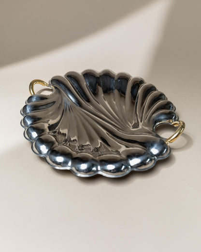 Vintage Tablett Muschelform von Becchetti für Becchetti Design Italy mit goldenen Details