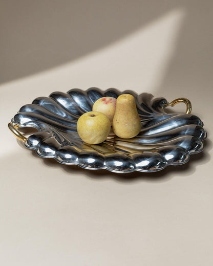 Vintage Tablett Muschelform von Becchetti für Becchetti Design Italy mit goldenen Details