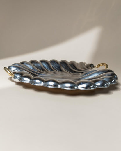 Vintage Tablett Muschelform von Becchetti für Becchetti Design Italy mit goldenen Details