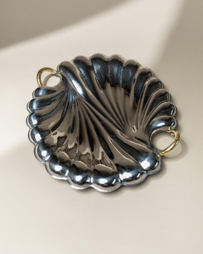 Vintage Tablett Muschelform von Becchetti für Becchetti Design Italy mit goldenen Details