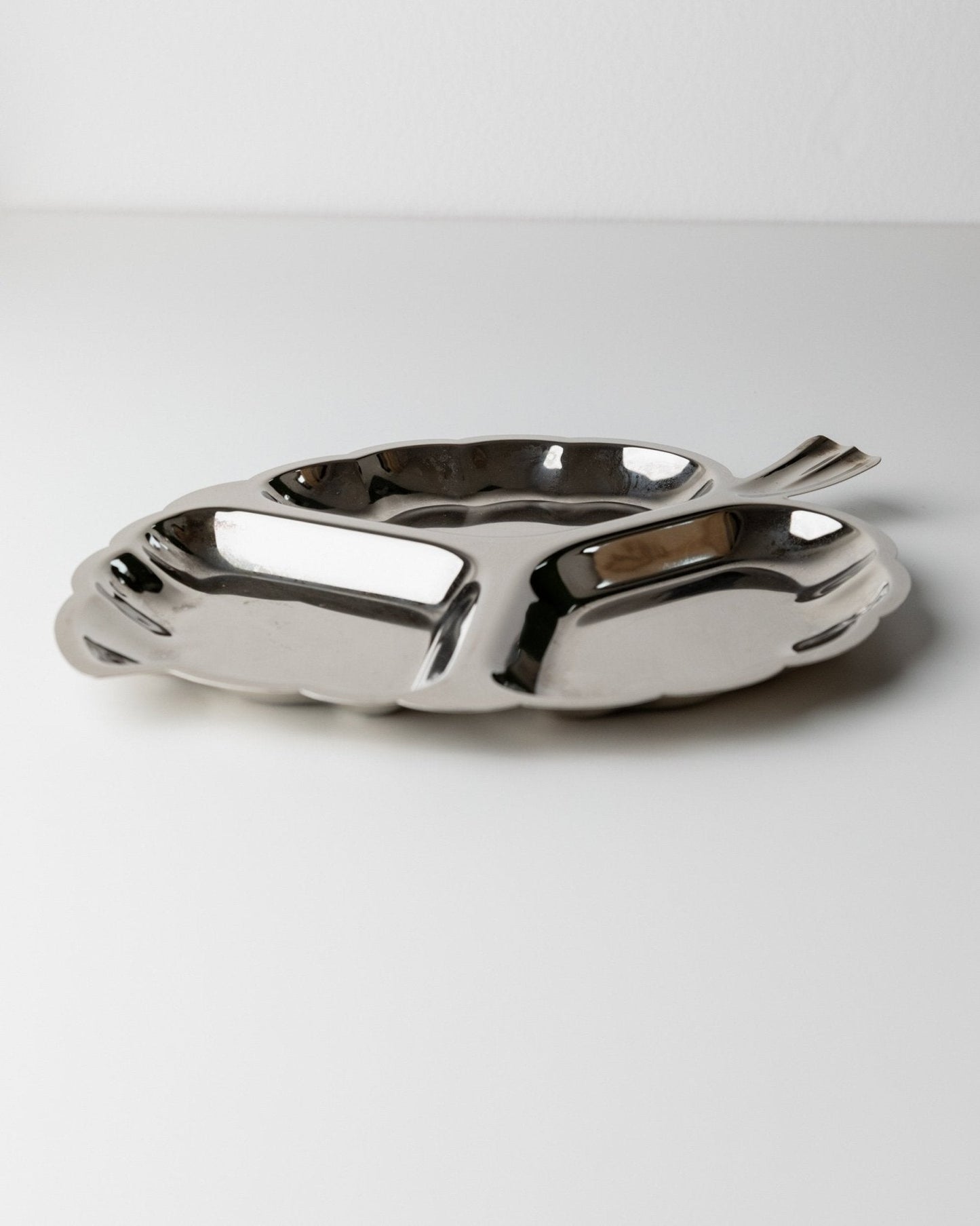 Vintage Servierplatte Blattform versilbert dreigeteilt
