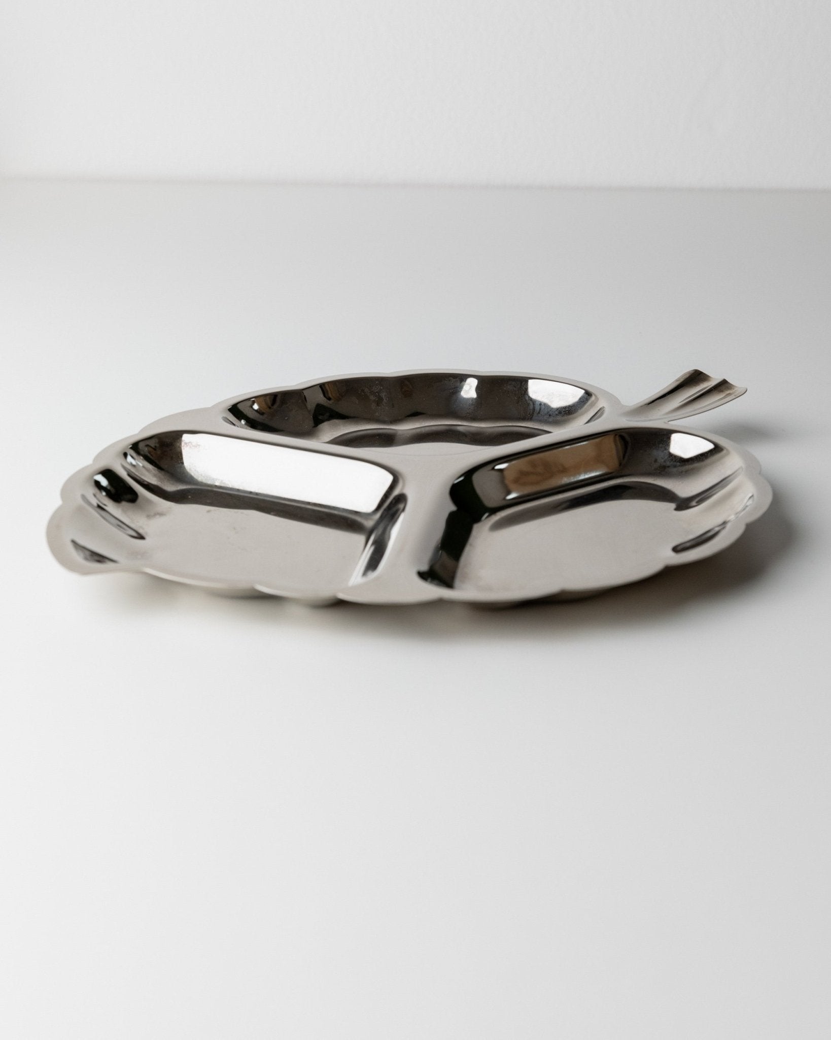 Vintage Servierplatte Blattform versilbert dreigeteilt