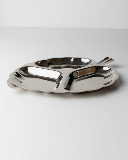 Vintage Servierplatte Blattform versilbert dreigeteilt