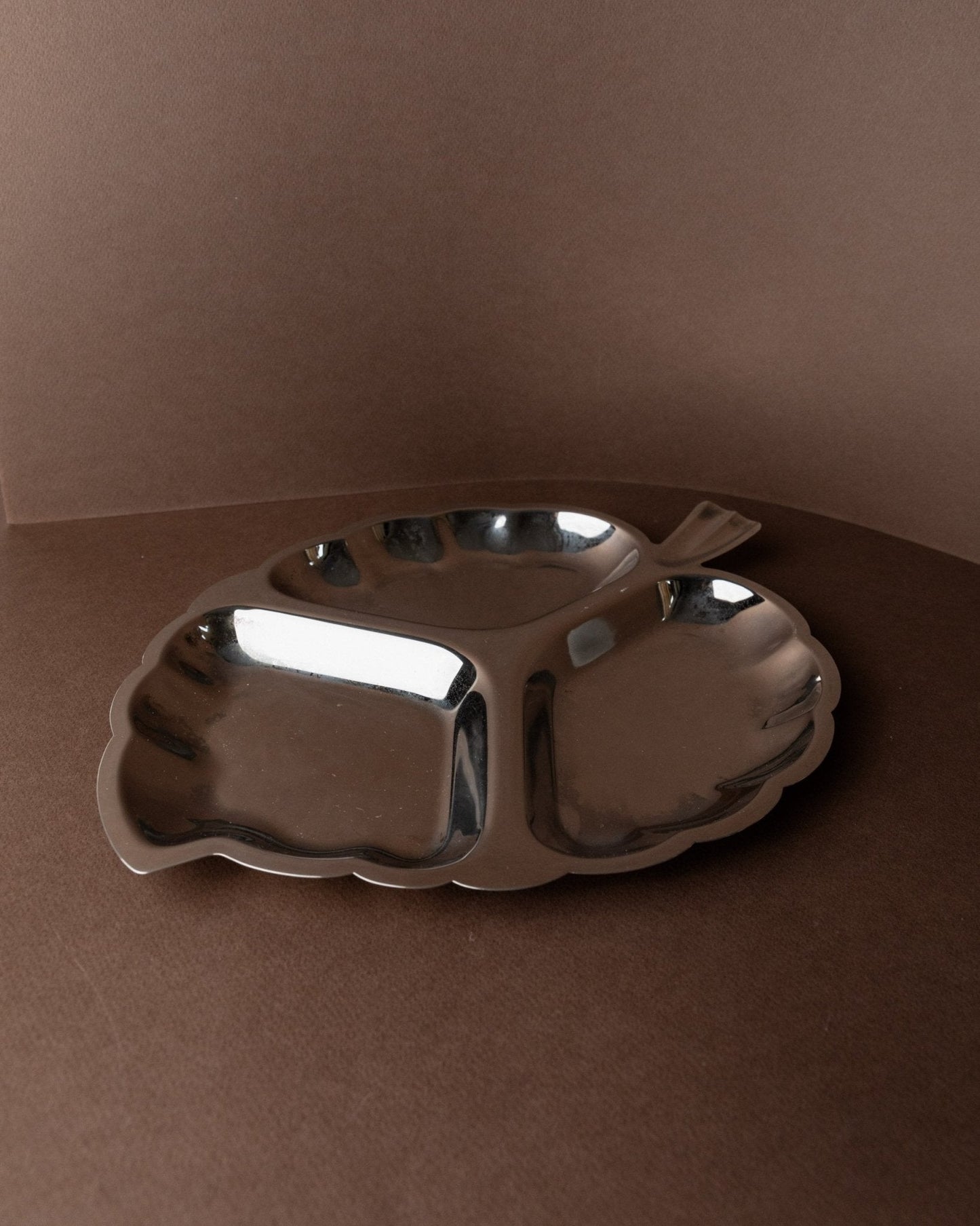 Vintage Servierplatte Blattform versilbert dreigeteilt
