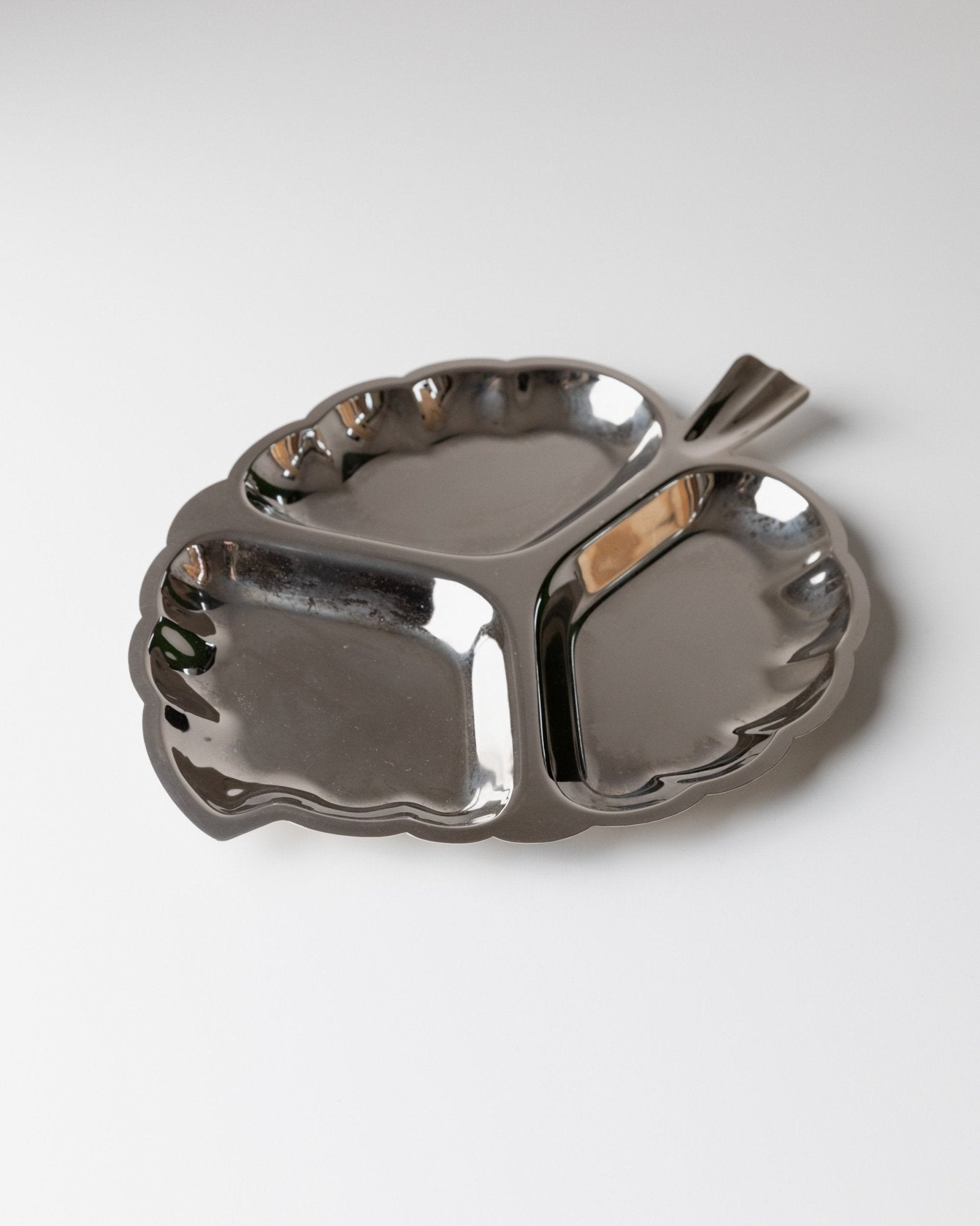 Vintage Servierplatte Blattform versilbert dreigeteilt