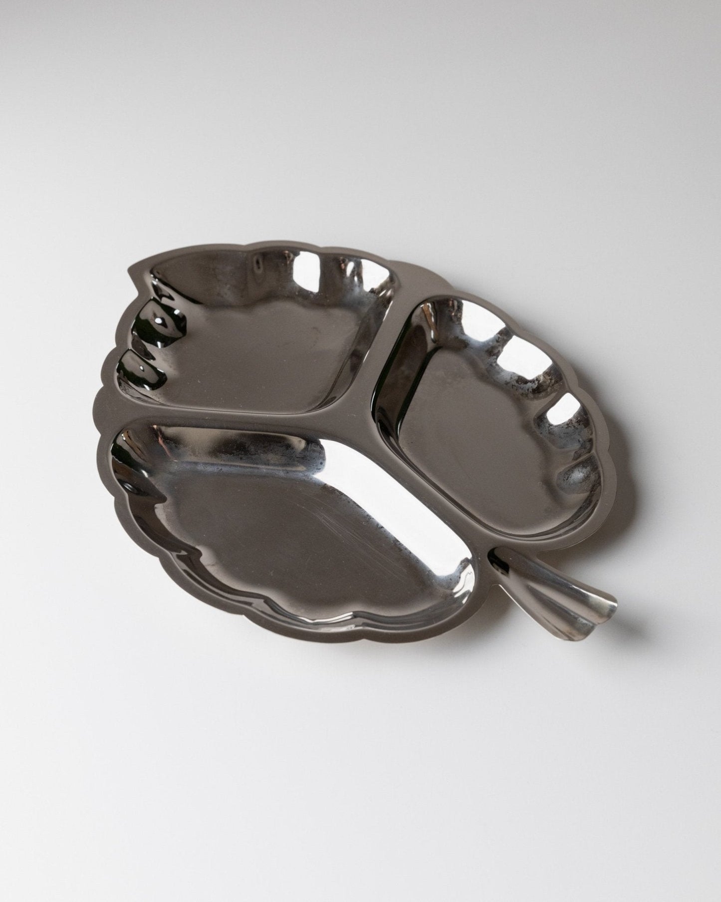 Vintage Servierplatte Blattform versilbert dreigeteilt