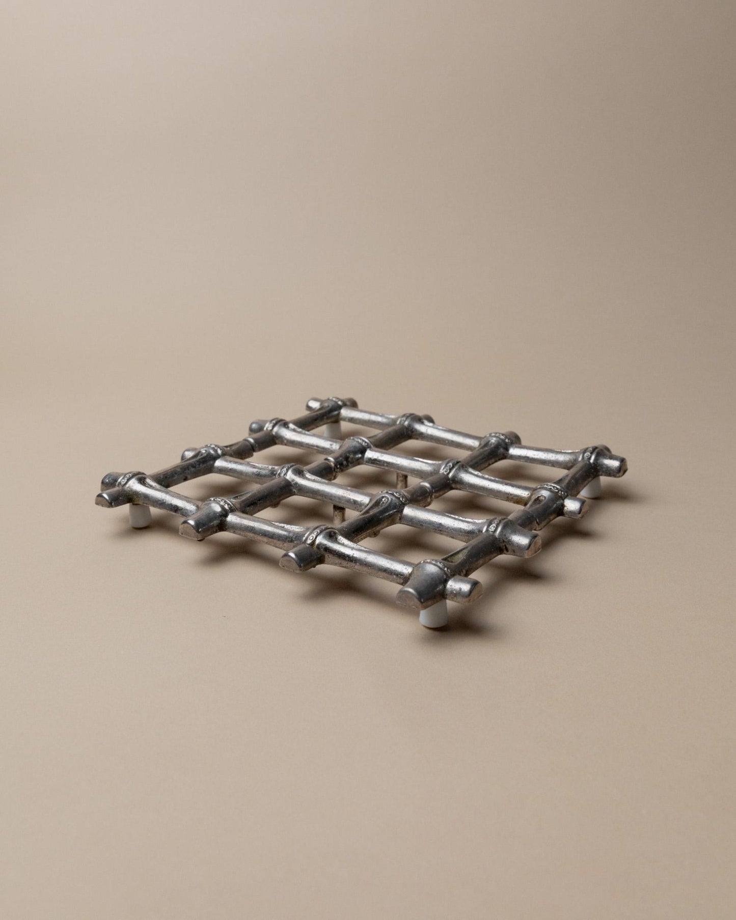 Vintage Untersetzer Silber Bambus von FB Rogers 1970er