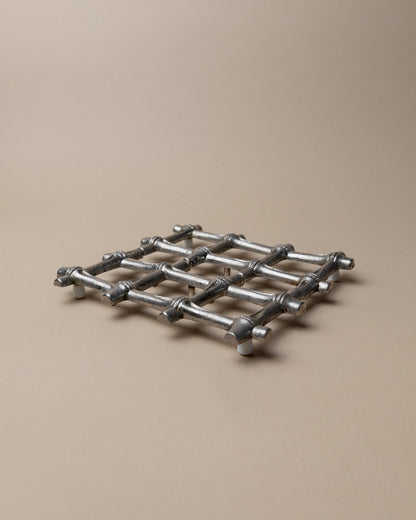 Vintage Untersetzer Silber Bambus von FB Rogers 1970er