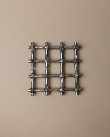 Vintage Untersetzer Silber Bambus von FB Rogers 1970er