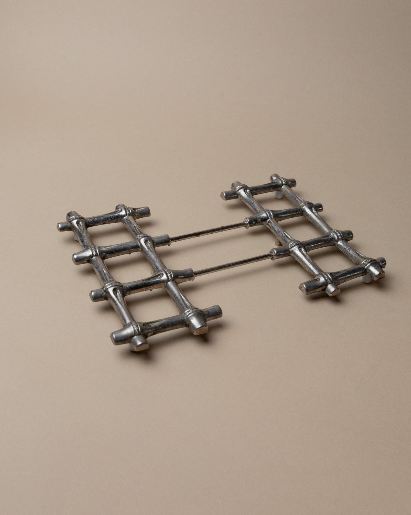 Vintage Untersetzer Silber Bambus von FB Rogers 1970er