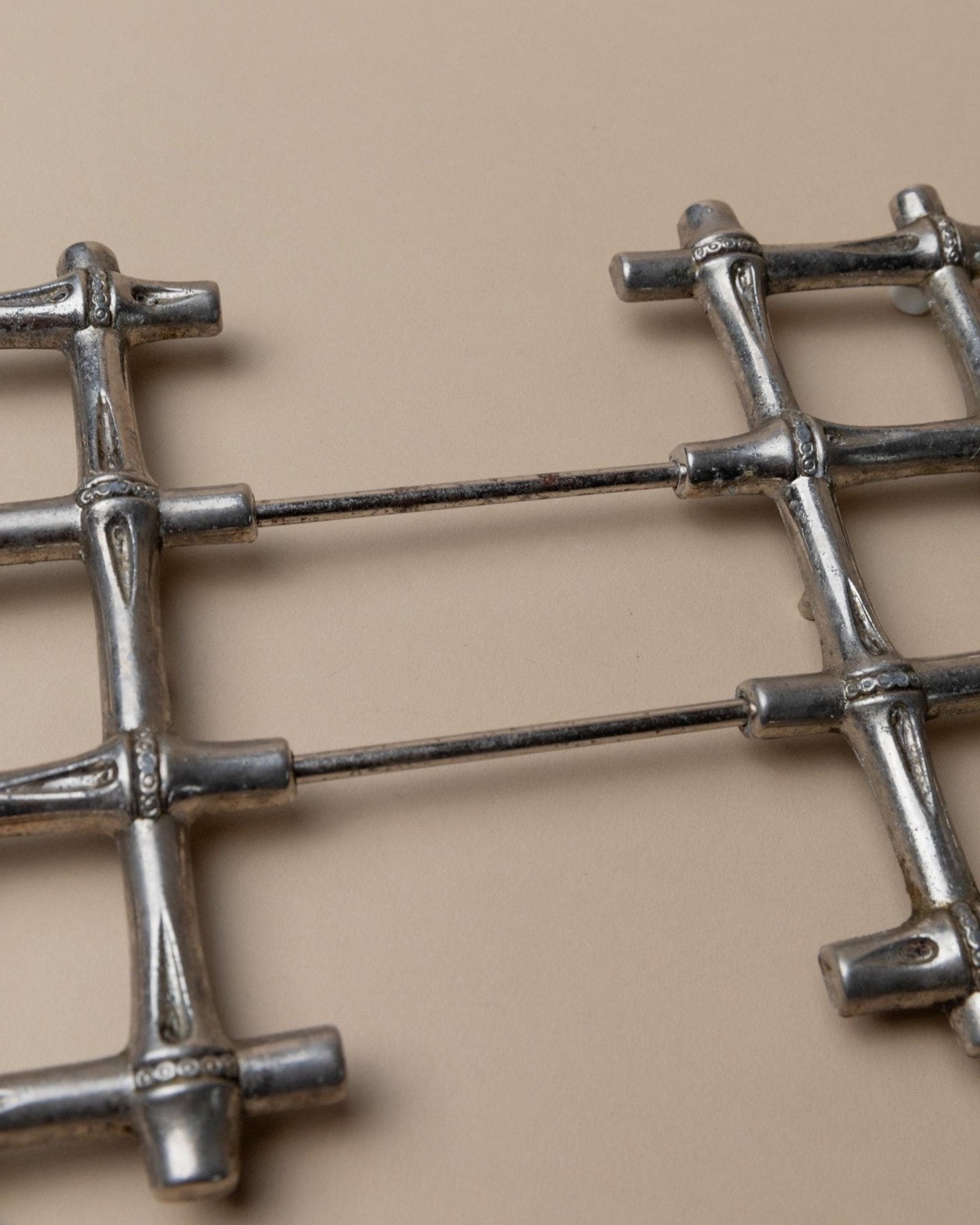 Vintage Untersetzer Silber Bambus von FB Rogers 1970er