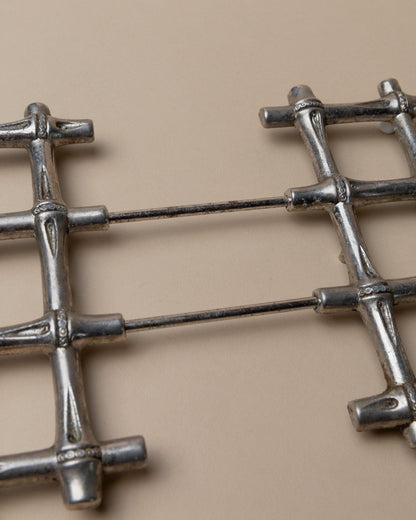 Vintage Untersetzer Silber Bambus von FB Rogers 1970er