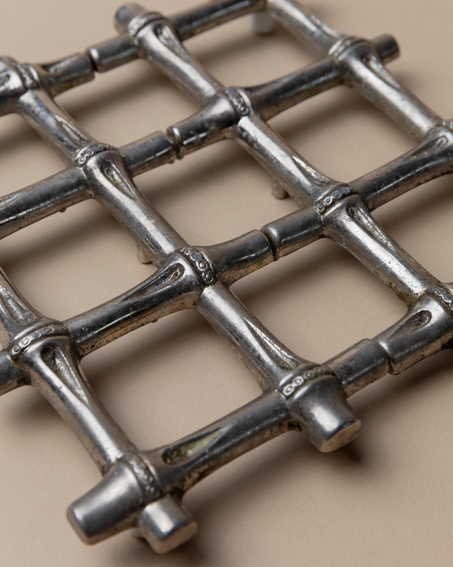 Vintage Untersetzer Silber Bambus von FB Rogers 1970er