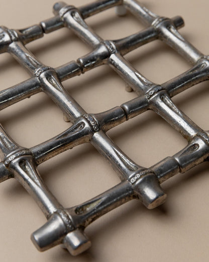 Vintage Untersetzer Silber Bambus von FB Rogers 1970er