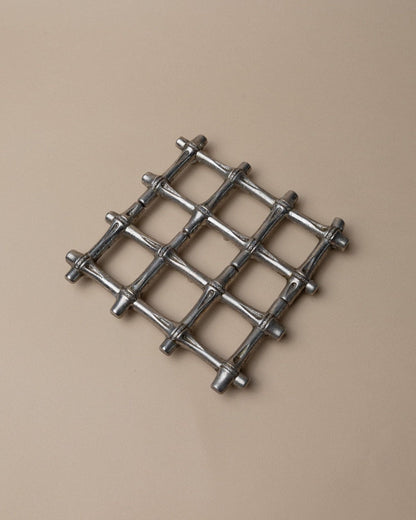 Vintage Untersetzer Silber Bambus von FB Rogers 1970er