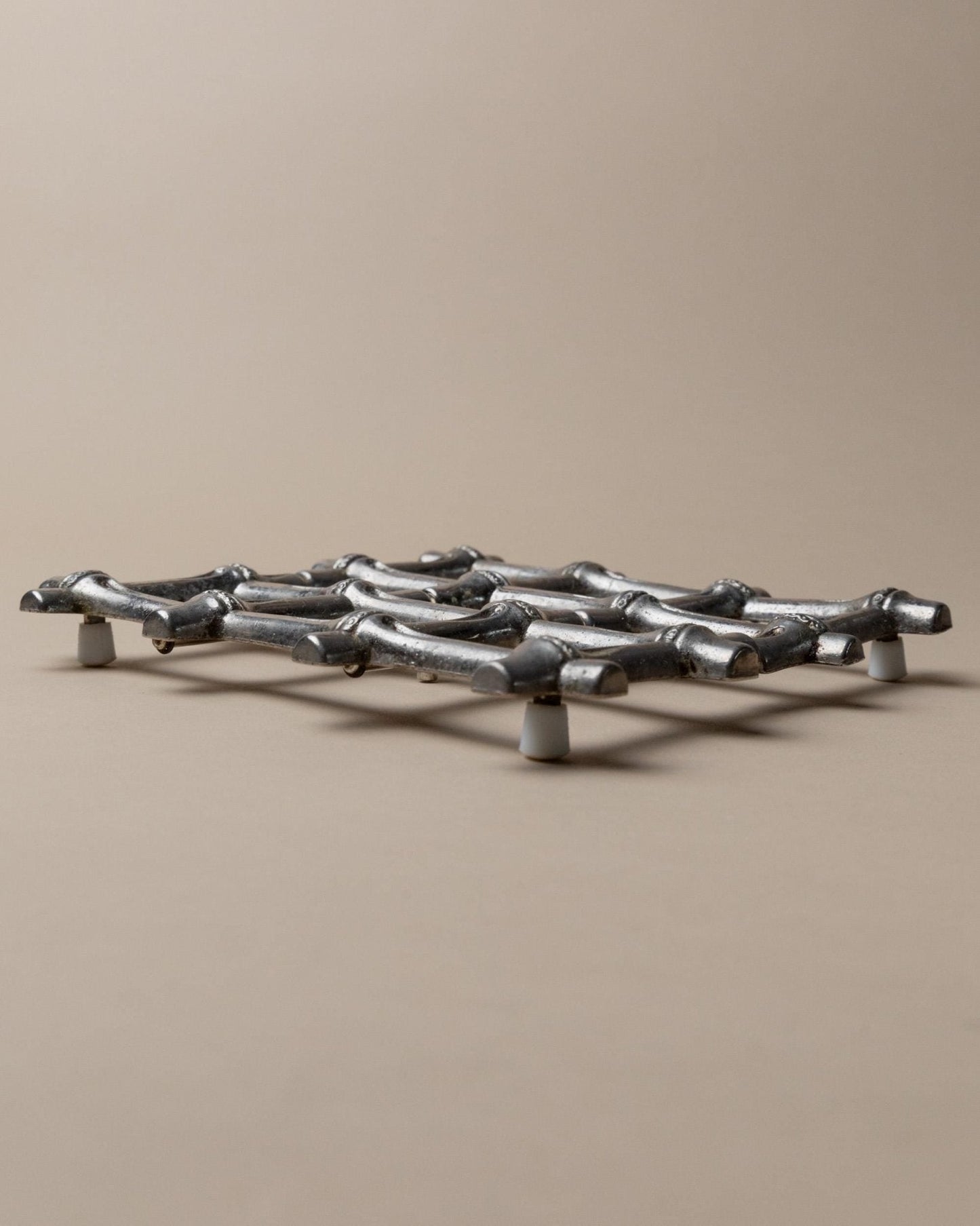 Vintage Untersetzer Silber Bambus von FB Rogers 1970er