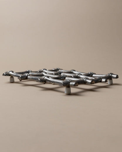 Vintage Untersetzer Silber Bambus von FB Rogers 1970er