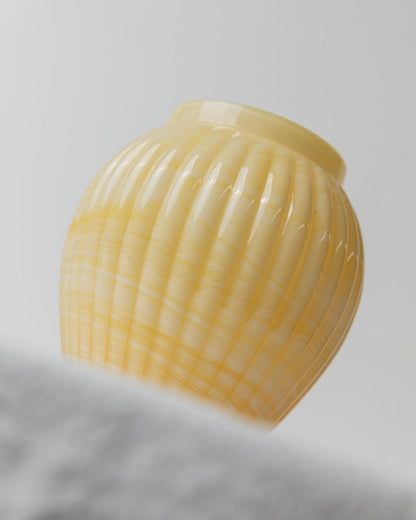 Vintage Vase Murano Glas von Valentino Roma, gelb-weiß