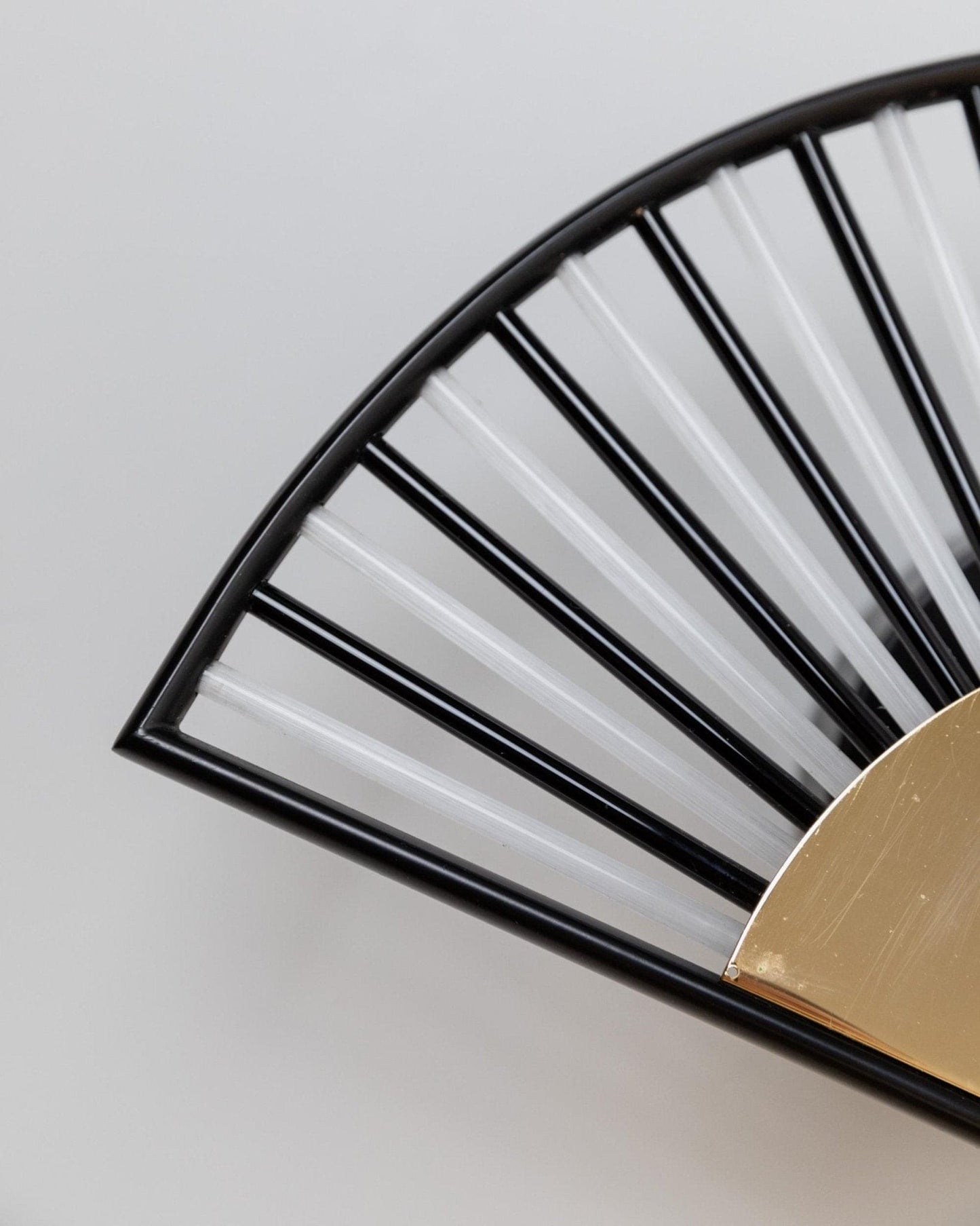 Vintage wall lamp fan-shaped glass tubes and gold metal Hollywood Regency 1980s