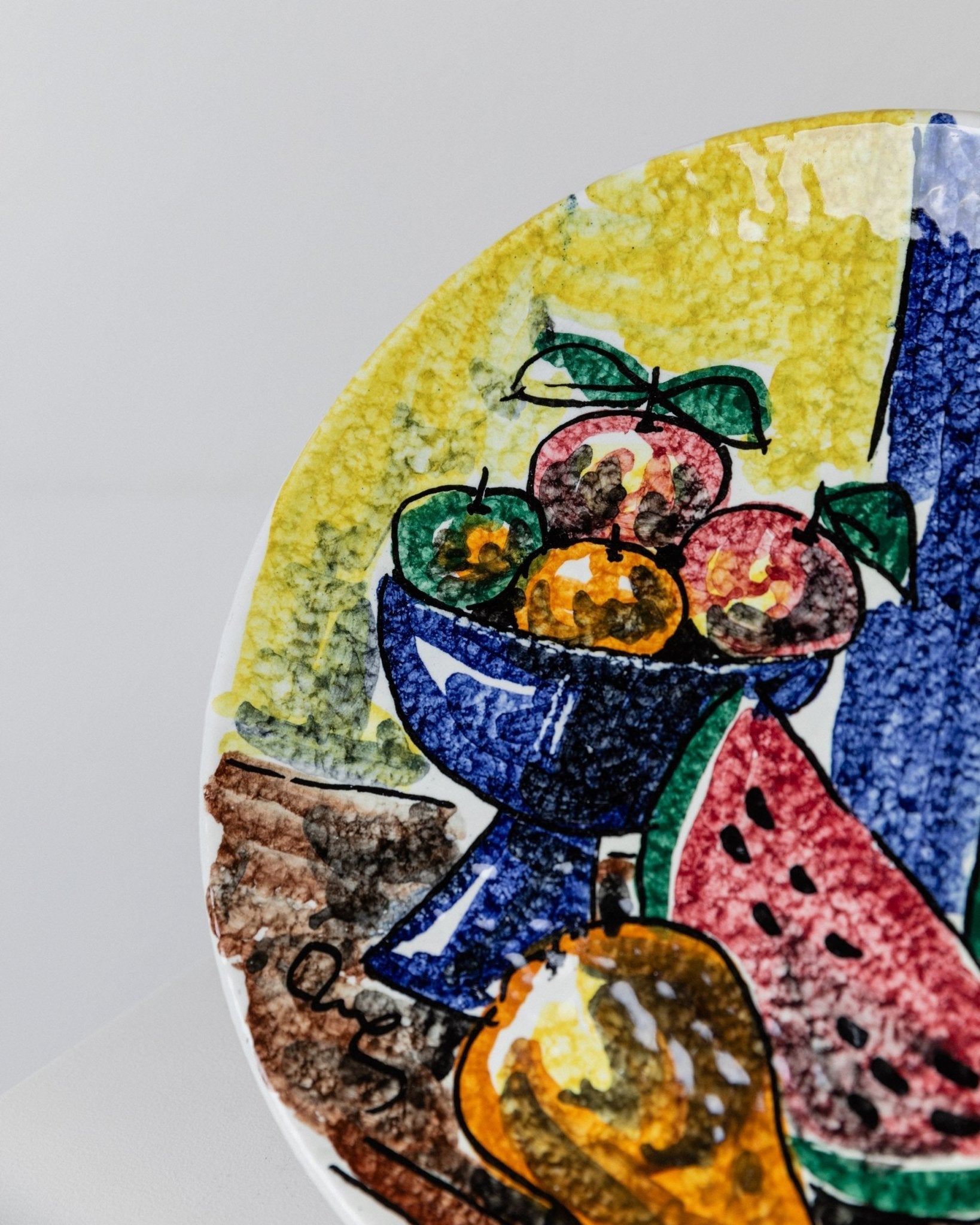 Vintage Wandteller Keramik mit Fruchtmotiv von Stile