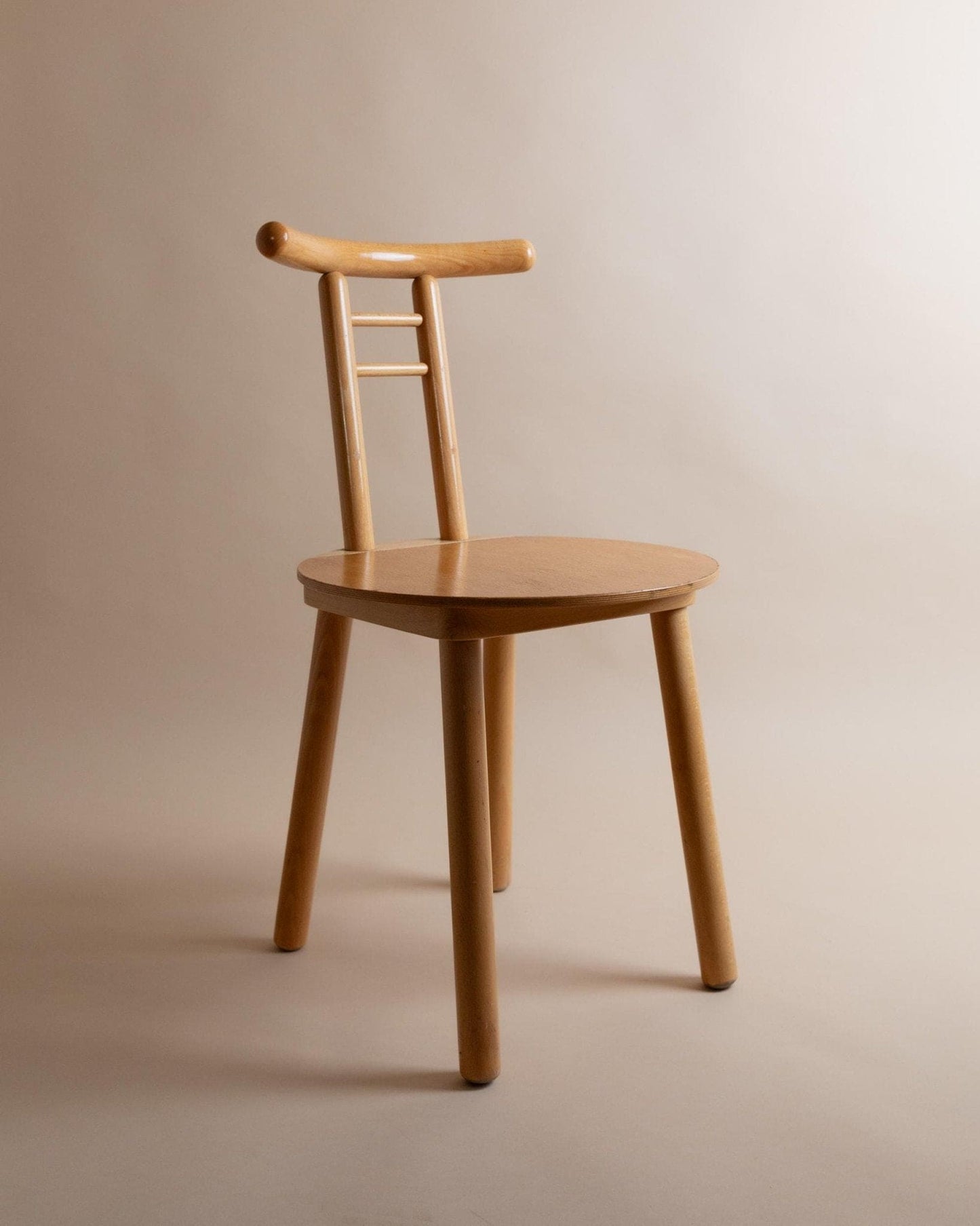 Vintage Holzstuhl Minimalistisches Design Italien 1980er Helles Holz Japanischer Stil