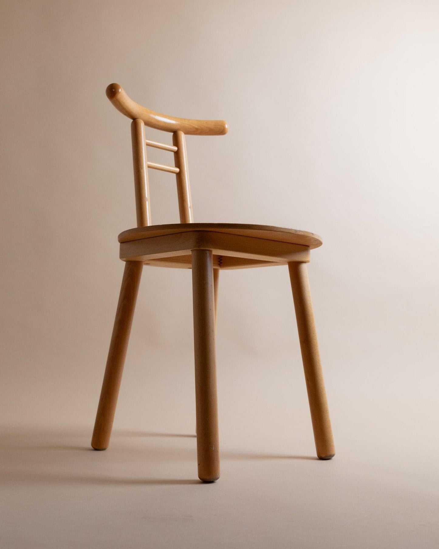 Vintage Holzstuhl Minimalistisches Design Italien 1980er Helles Holz Japanischer Stil