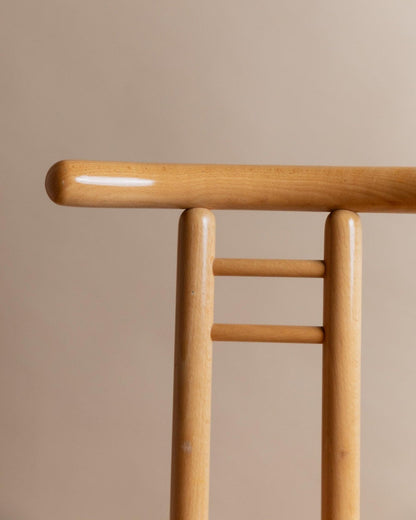 Vintage Holzstuhl Minimalistisches Design Italien 1980er Helles Holz Japanischer Stil