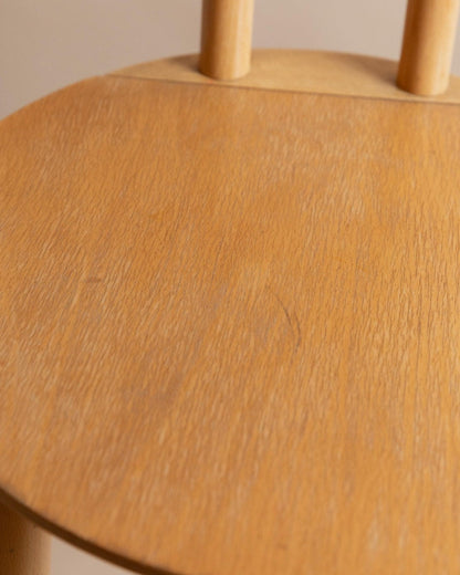 Vintage Holzstuhl Minimalistisches Design Italien 1980er Helles Holz Japanischer Stil