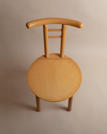 Vintage Holzstuhl Minimalistisches Design Italien 1980er Helles Holz Japanischer Stil