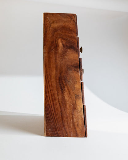 Vintage Schmuckschatulle Pyramide mit Messingintarsien, 4 Schubladen, Italien 1970er