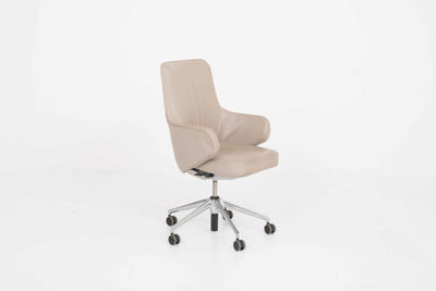 Bürostuhl Grand Executive Lowback von Vitra grau-beiges Leder