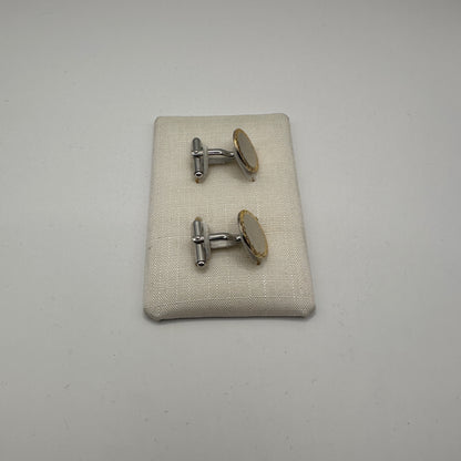 Vintage Manschettenknopf aus 925er Sterling Silber mit silberfarbenem Inlay