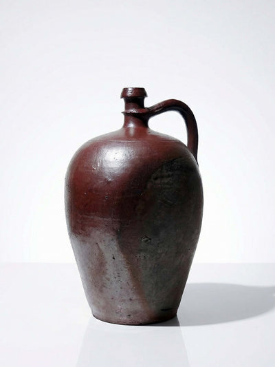 Vintage decorative Jarre from Normandy stoneware, Bordeaux enamel, glossy, 1920-30s