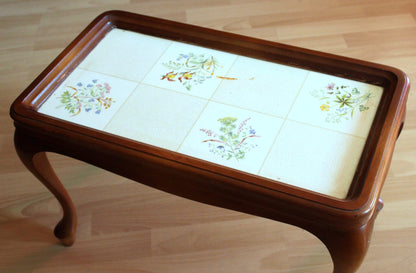 Vintage Blumenbank im Chippendale-Stil, Holz und Keramik
