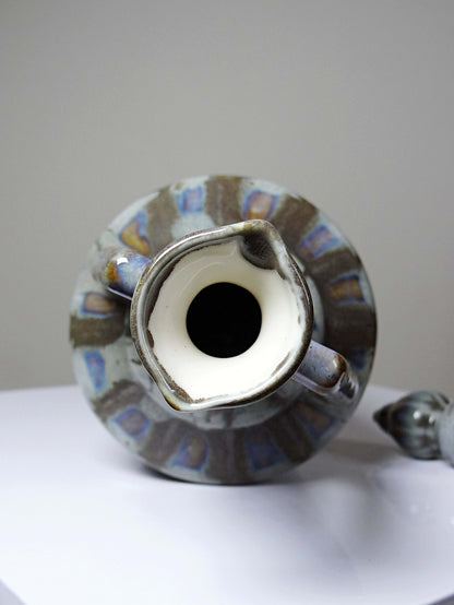 Vintage Keramikflasche mit Stöpsel, flambierte Glasur, Frankreich