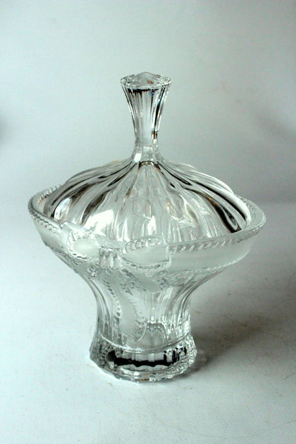 Vintage Bonboniere Bleikristall von Anna Hütte, Art Deco