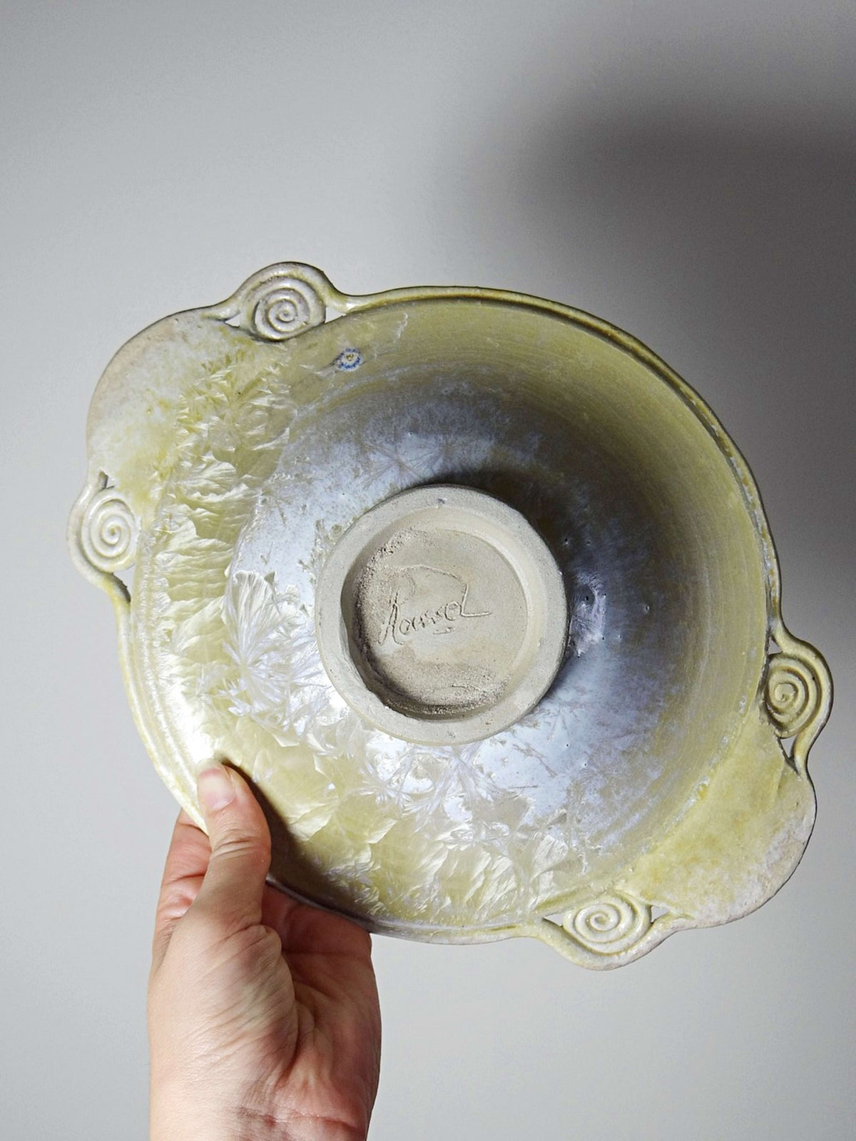 Vintage Schale mit Kristallglasur von Françoise Roussel