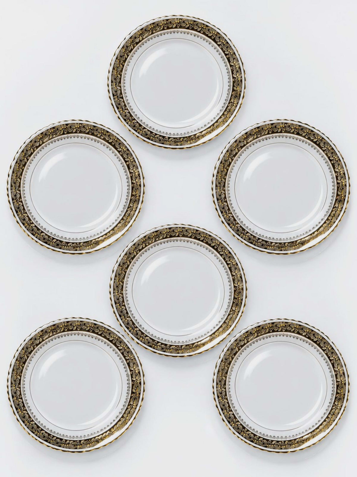 Set von 6 Vintage Teller von ADP Royal Limoges, Porzellan vergoldet