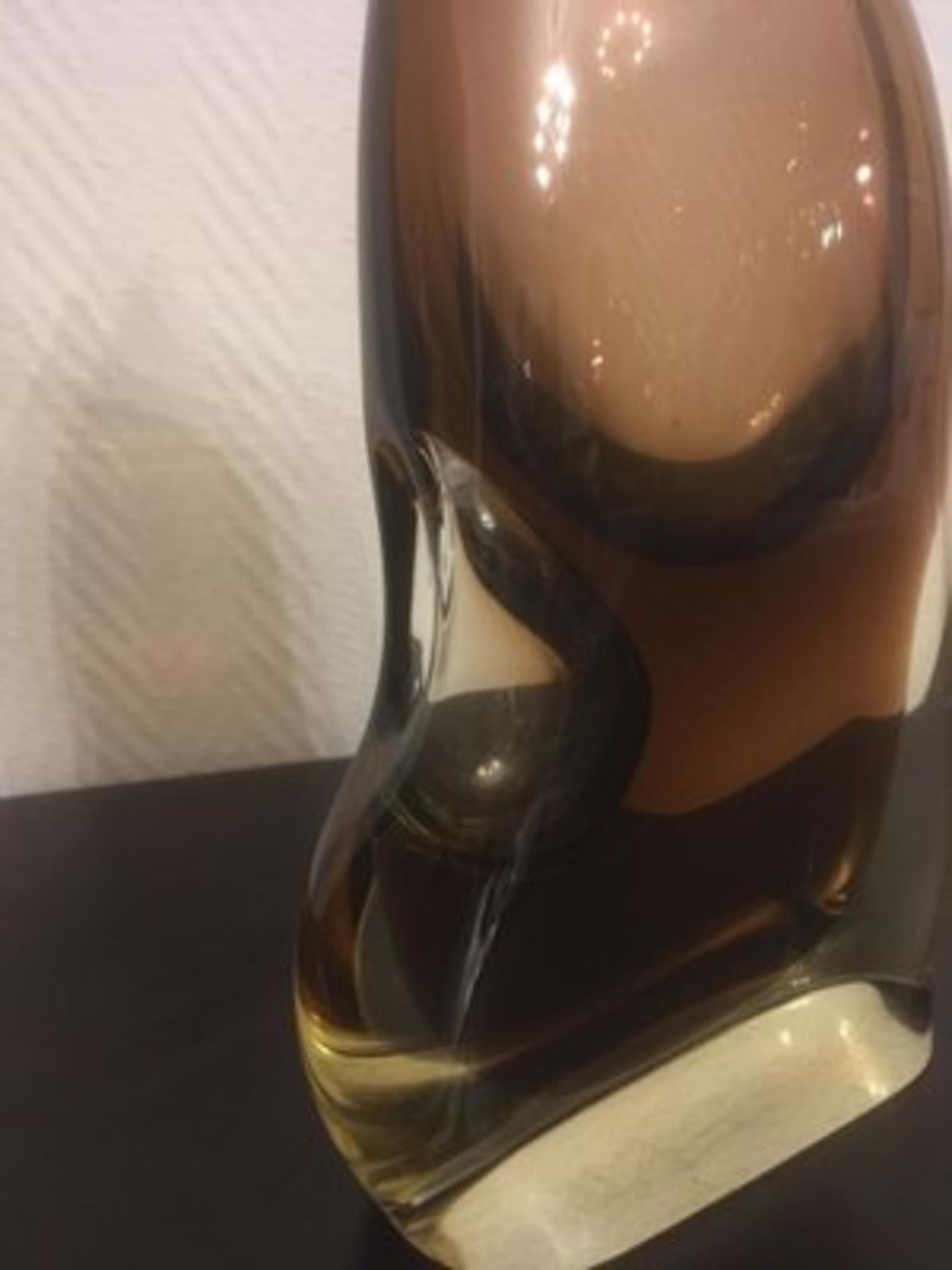 Vintage Vase von Bohemia Set von 2 Braun, transparent