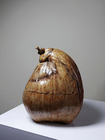 Vintage Dose Kokosnuss, afrikanisches Kunsthandwerk