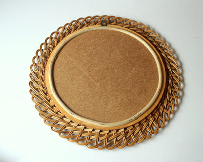 Vintage Wandspiegel Sunburst Weide geflochten