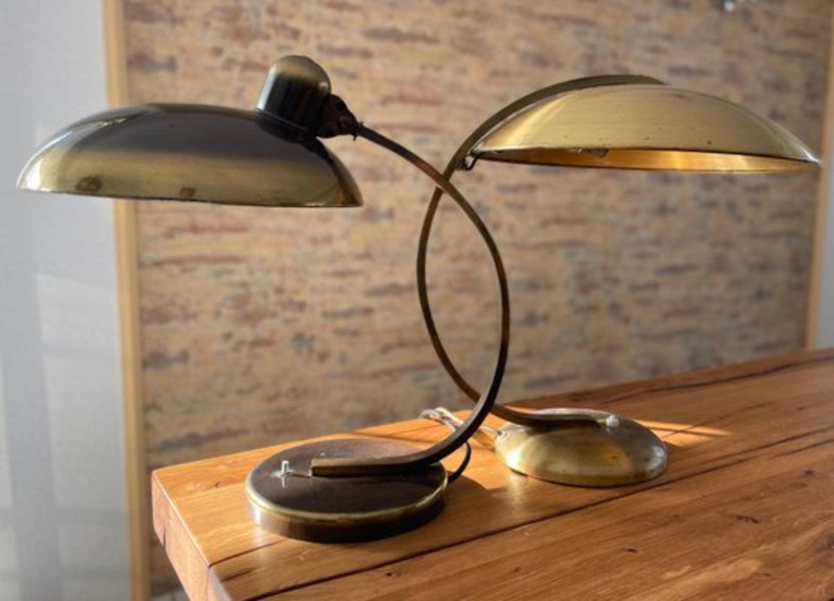 Vintage Bauhaus Tischlampe von Egon Hillebrand für Hillebrand Lighting, Messing Gold
