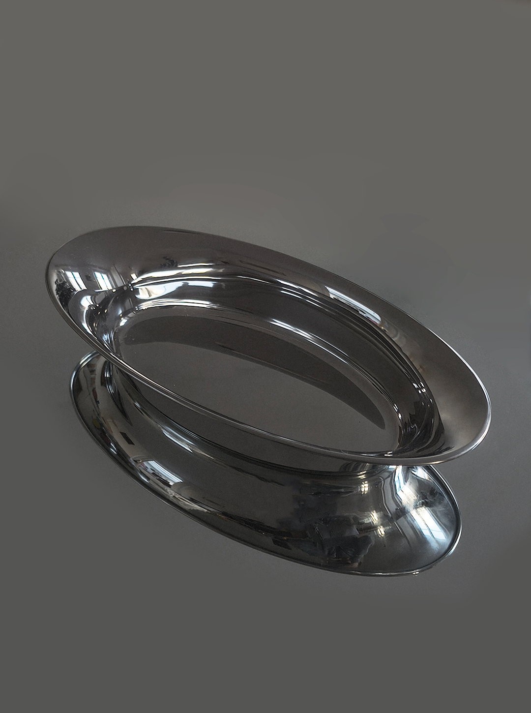 Vintage Schale oval aus Stahl