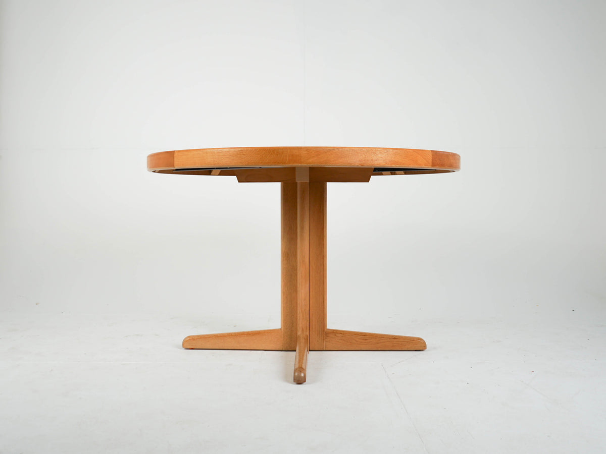 Vintage Ausziehtisch Eiche rund von Bramin, Mid-Century