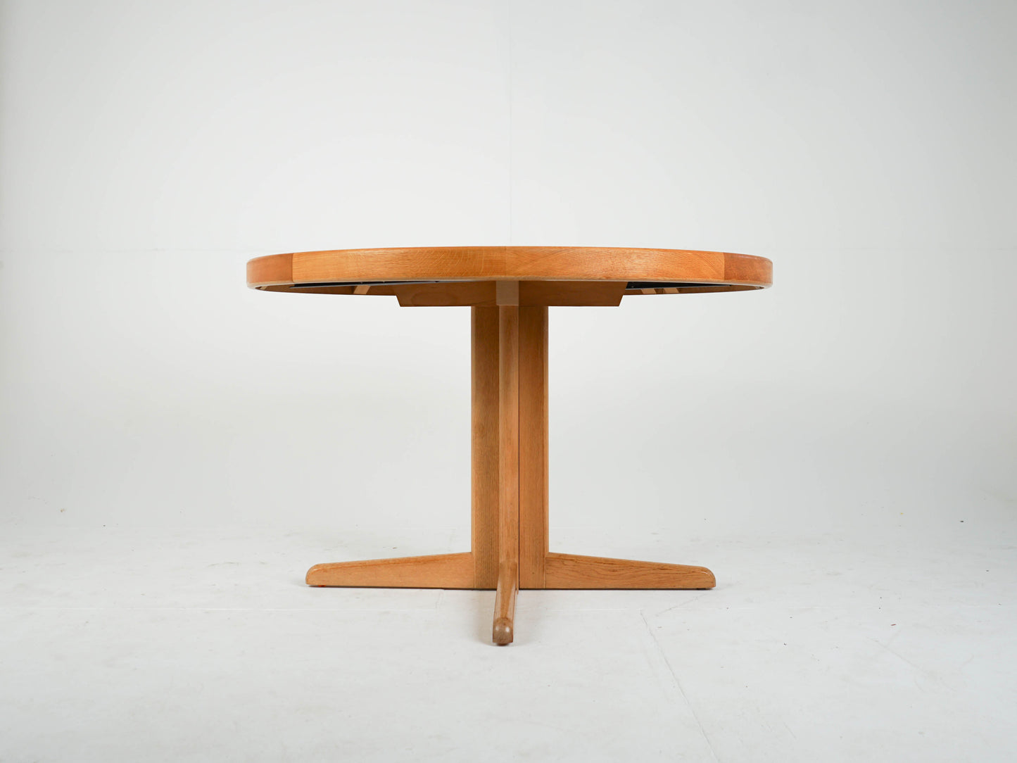 Vintage Ausziehtisch Eiche rund von Bramin, Mid-Century